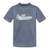 Indiana Youth T-Shirt - Hand Lettered Youth Indiana Tee - heather blue