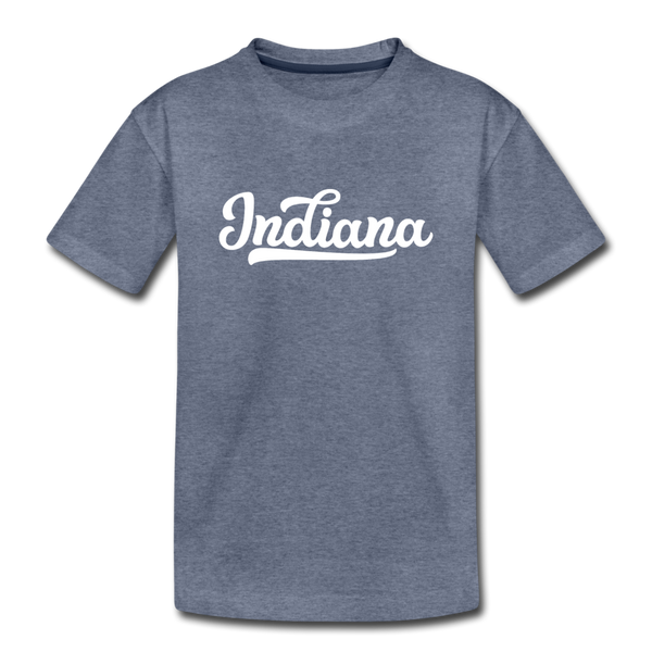 Indiana Youth T-Shirt - Hand Lettered Youth Indiana Tee - heather blue
