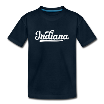 Indiana Youth T-Shirt - Hand Lettered Youth Indiana Tee - deep navy