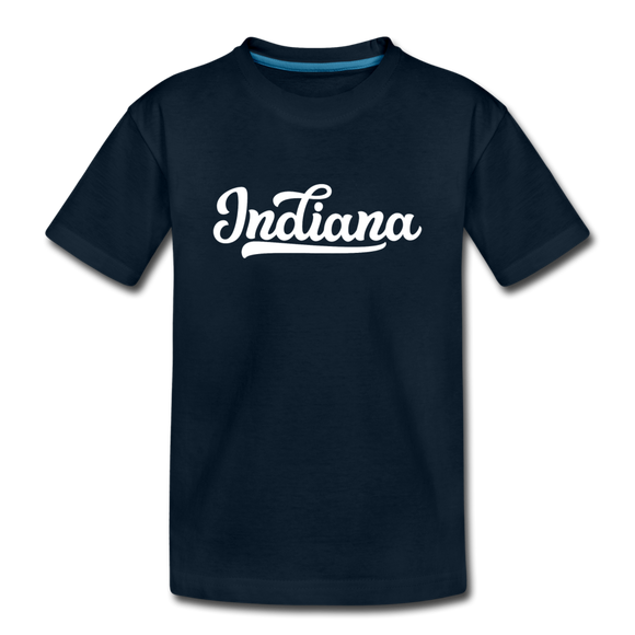 Indiana Youth T-Shirt - Hand Lettered Youth Indiana Tee - deep navy