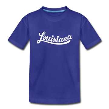 Louisiana Youth T-Shirt - Hand Lettered Youth Louisiana Tee - royal blue