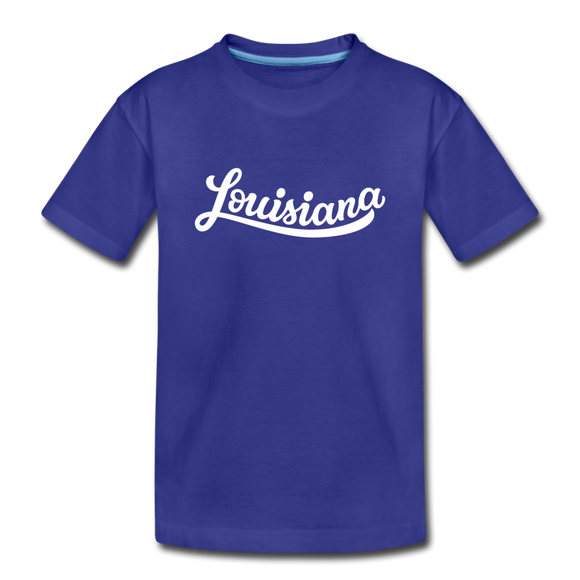 Louisiana Youth T-Shirt - Hand Lettered Youth Louisiana Tee - royal blue