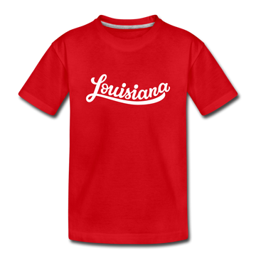 Louisiana Youth T-Shirt - Hand Lettered Youth Louisiana Tee - red