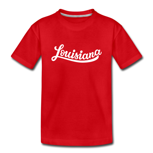 Louisiana Youth T-Shirt - Hand Lettered Youth Louisiana Tee - red