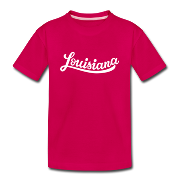 Louisiana Youth T-Shirt - Hand Lettered Youth Louisiana Tee - dark pink
