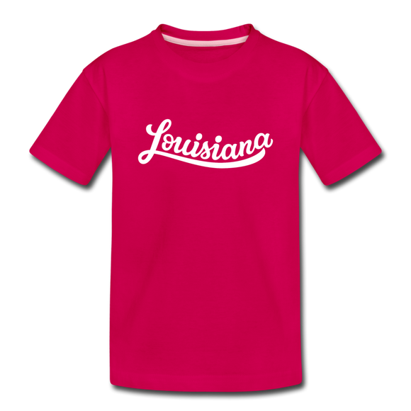 Louisiana Youth T-Shirt - Hand Lettered Youth Louisiana Tee - dark pink