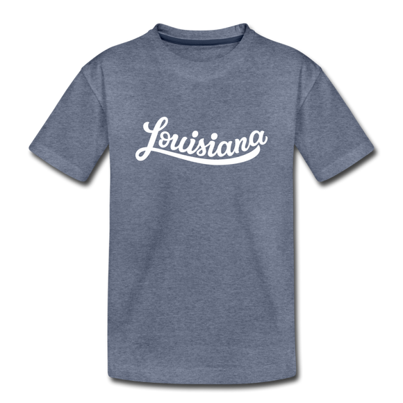 Louisiana Youth T-Shirt - Hand Lettered Youth Louisiana Tee - heather blue