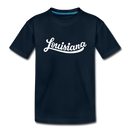 Louisiana Youth T-Shirt - Hand Lettered Youth Louisiana Tee - deep navy