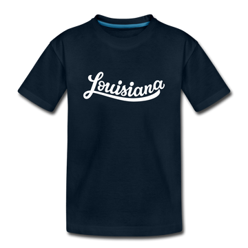 Louisiana Youth T-Shirt - Hand Lettered Youth Louisiana Tee - deep navy