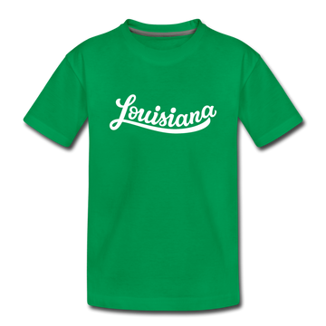Louisiana Youth T-Shirt - Hand Lettered Youth Louisiana Tee - kelly green