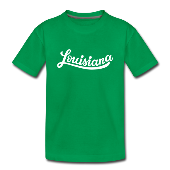 Louisiana Youth T-Shirt - Hand Lettered Youth Louisiana Tee - kelly green