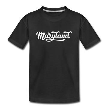 Maryland Youth T-Shirt - Hand Lettered Youth Maryland Tee - black