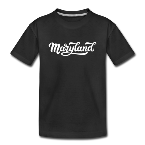 Maryland Youth T-Shirt - Hand Lettered Youth Maryland Tee - black