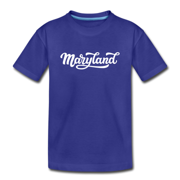 Maryland Youth T-Shirt - Hand Lettered Youth Maryland Tee - royal blue