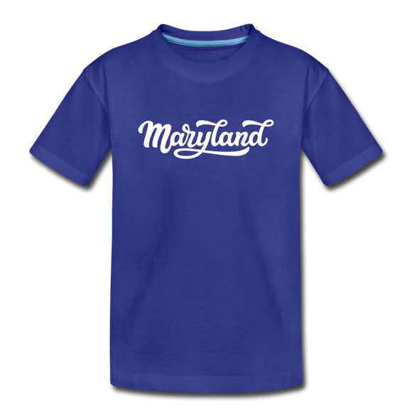 Maryland Youth T-Shirt - Hand Lettered Youth Maryland Tee - royal blue