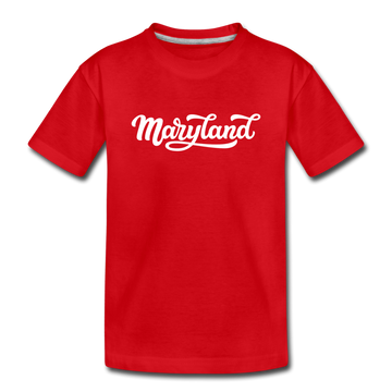 Maryland Youth T-Shirt - Hand Lettered Youth Maryland Tee - red