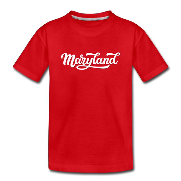 Maryland Youth T-Shirt - Hand Lettered Youth Maryland Tee - red