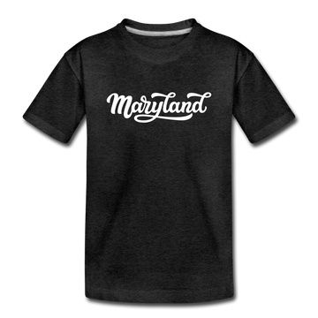 Maryland Youth T-Shirt - Hand Lettered Youth Maryland Tee - charcoal gray