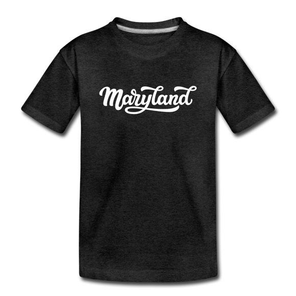 Maryland Youth T-Shirt - Hand Lettered Youth Maryland Tee - charcoal gray