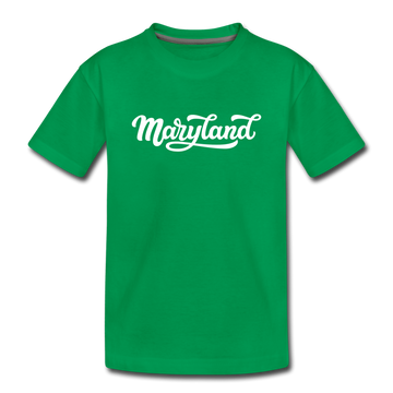 Maryland Youth T-Shirt - Hand Lettered Youth Maryland Tee - kelly green