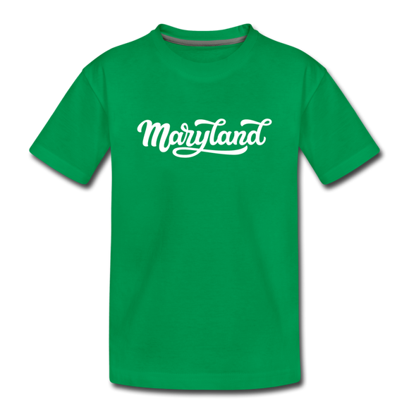 Maryland Youth T-Shirt - Hand Lettered Youth Maryland Tee - kelly green