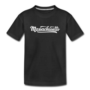 Massachusetts Youth T-Shirt - Hand Lettered Youth Massachusetts Tee - black