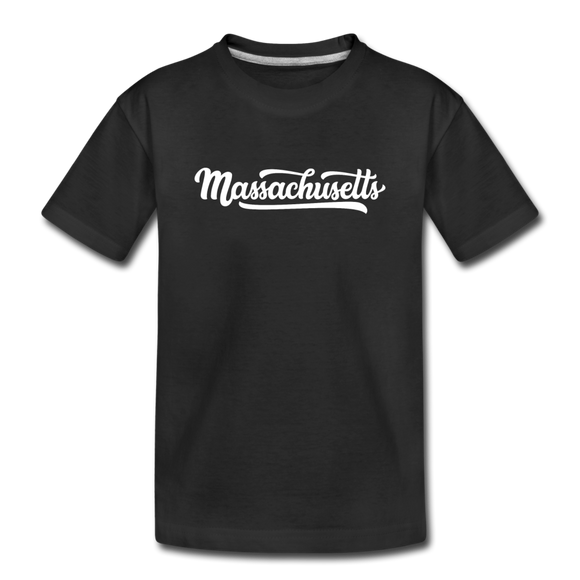 Massachusetts Youth T-Shirt - Hand Lettered Youth Massachusetts Tee - black