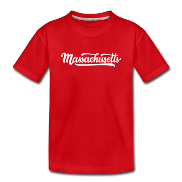 Massachusetts Youth T-Shirt - Hand Lettered Youth Massachusetts Tee - red