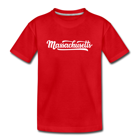 Massachusetts Youth T-Shirt - Hand Lettered Youth Massachusetts Tee - red