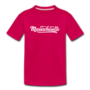 Massachusetts Youth T-Shirt - Hand Lettered Youth Massachusetts Tee - dark pink