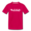 Massachusetts Youth T-Shirt - Hand Lettered Youth Massachusetts Tee - dark pink
