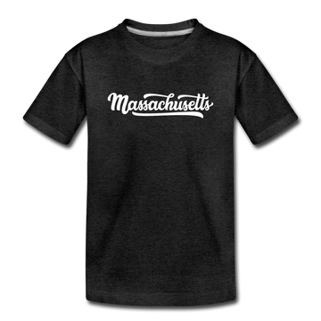 Massachusetts Youth T-Shirt - Hand Lettered Youth Massachusetts Tee - charcoal gray