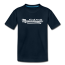 Massachusetts Youth T-Shirt - Hand Lettered Youth Massachusetts Tee - deep navy