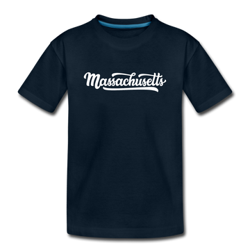 Massachusetts Youth T-Shirt - Hand Lettered Youth Massachusetts Tee - deep navy