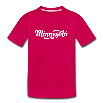 Minnesota Youth T-Shirt - Hand Lettered Youth Minnesota Tee - dark pink