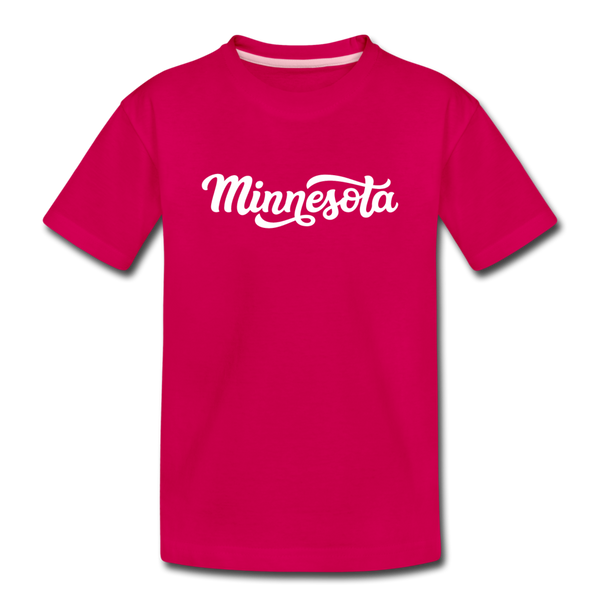Minnesota Youth T-Shirt - Hand Lettered Youth Minnesota Tee - dark pink
