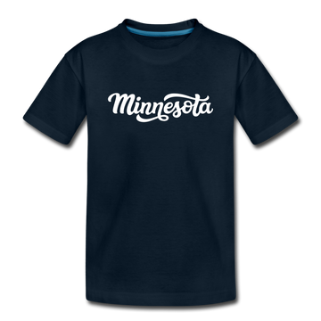Minnesota Youth T-Shirt - Hand Lettered Youth Minnesota Tee - deep navy