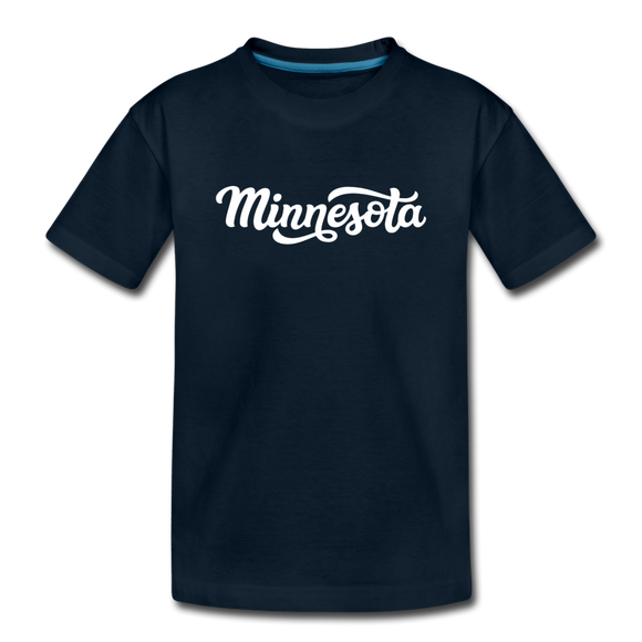 Minnesota Youth T-Shirt - Hand Lettered Youth Minnesota Tee - deep navy