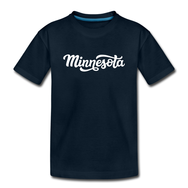 Minnesota Youth T-Shirt - Hand Lettered Youth Minnesota Tee - deep navy