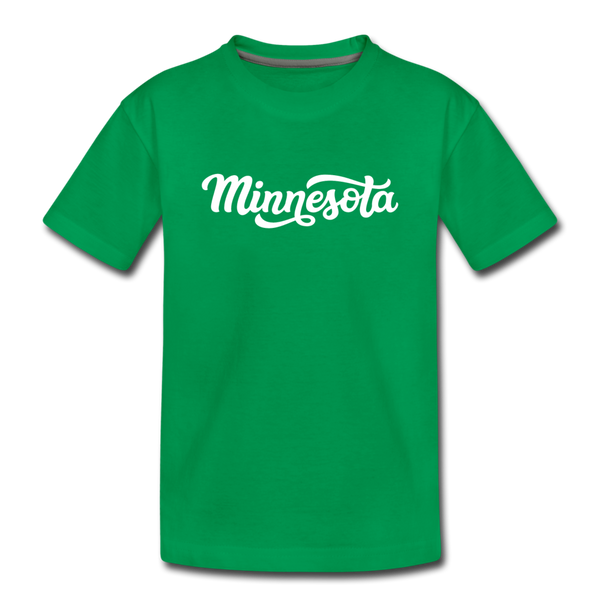Minnesota Youth T-Shirt - Hand Lettered Youth Minnesota Tee - kelly green