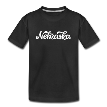 Nebraska Youth T-Shirt - Hand Lettered Youth Nebraska Tee - black