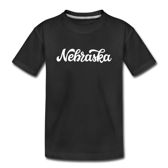 Nebraska Youth T-Shirt - Hand Lettered Youth Nebraska Tee - black