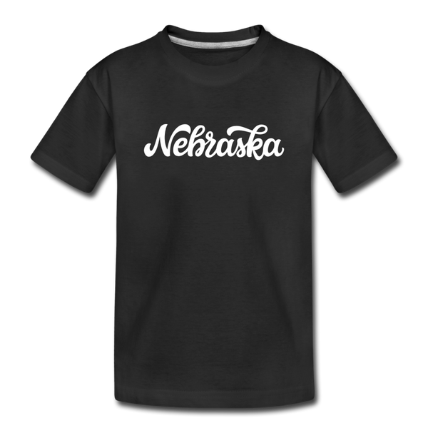 Nebraska Youth T-Shirt - Hand Lettered Youth Nebraska Tee - black