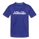 Nebraska Youth T-Shirt - Hand Lettered Youth Nebraska Tee - royal blue