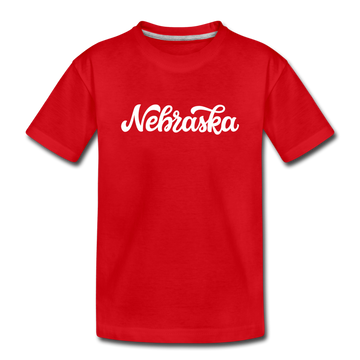 Nebraska Youth T-Shirt - Hand Lettered Youth Nebraska Tee - red