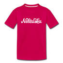 Nebraska Youth T-Shirt - Hand Lettered Youth Nebraska Tee - dark pink