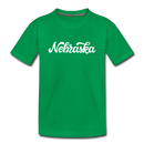 Nebraska Youth T-Shirt - Hand Lettered Youth Nebraska Tee - kelly green