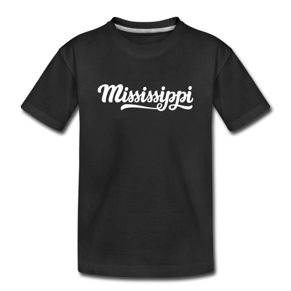 Mississippi Youth T-Shirt - Hand Lettered Youth Mississippi Tee - black