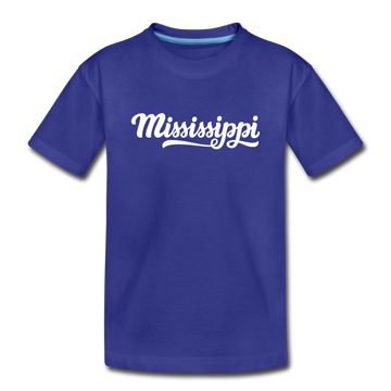 Mississippi Youth T-Shirt - Hand Lettered Youth Mississippi Tee - royal blue