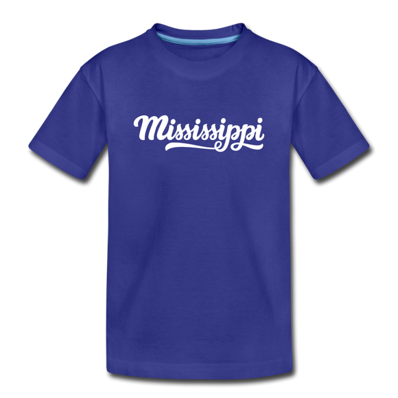 Mississippi Youth T-Shirt - Hand Lettered Youth Mississippi Tee - royal blue